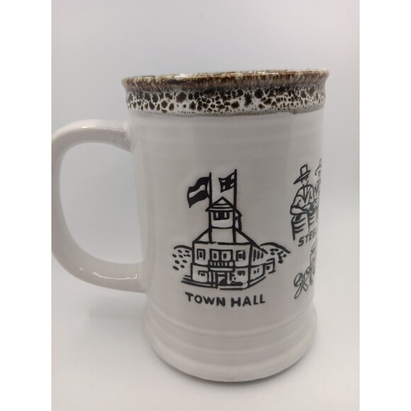 St. Maarten Coffee Mug Cup White Black Town Hall Steel Band Fish Japan Vintage - Picture 4 of 11